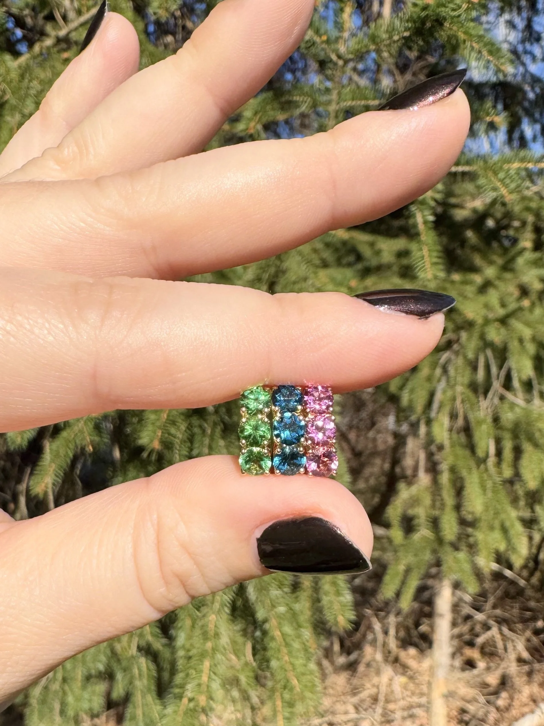 4mm Super Hugs with Pink Tourmaline - a stud/huggie hybrid in 14K